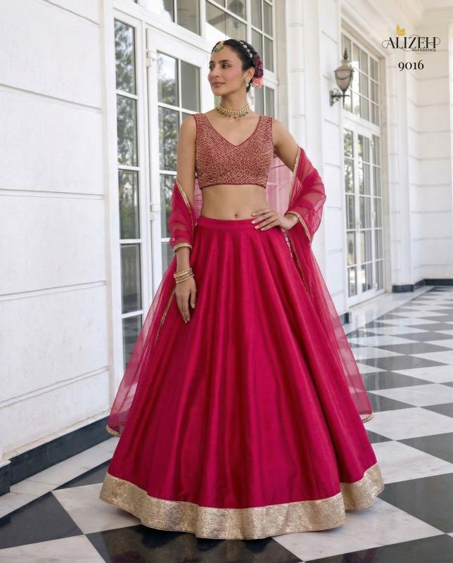 Alizeh 9014 To 9016 Vichitra Silk Bridal lehengha choli wholesalers in Hyderabad